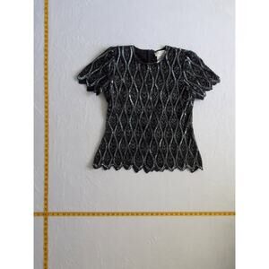 Vintage Papell Boutique Evening Black Large Blouse